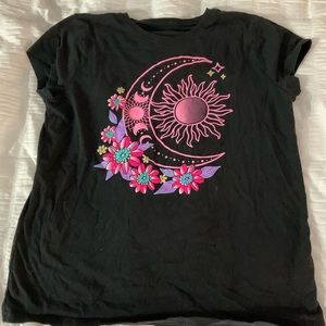 Girls moon with flowers shirt
